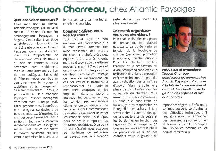 Titouan Charreau, conducteur de travaux chez Atlantic Paysages